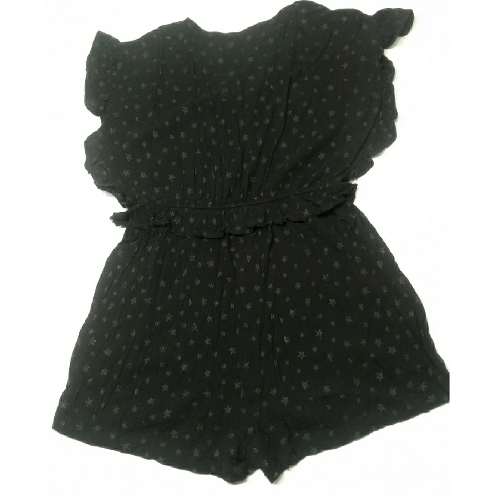 H&M black silver star ruffle sleeveless romper 12
